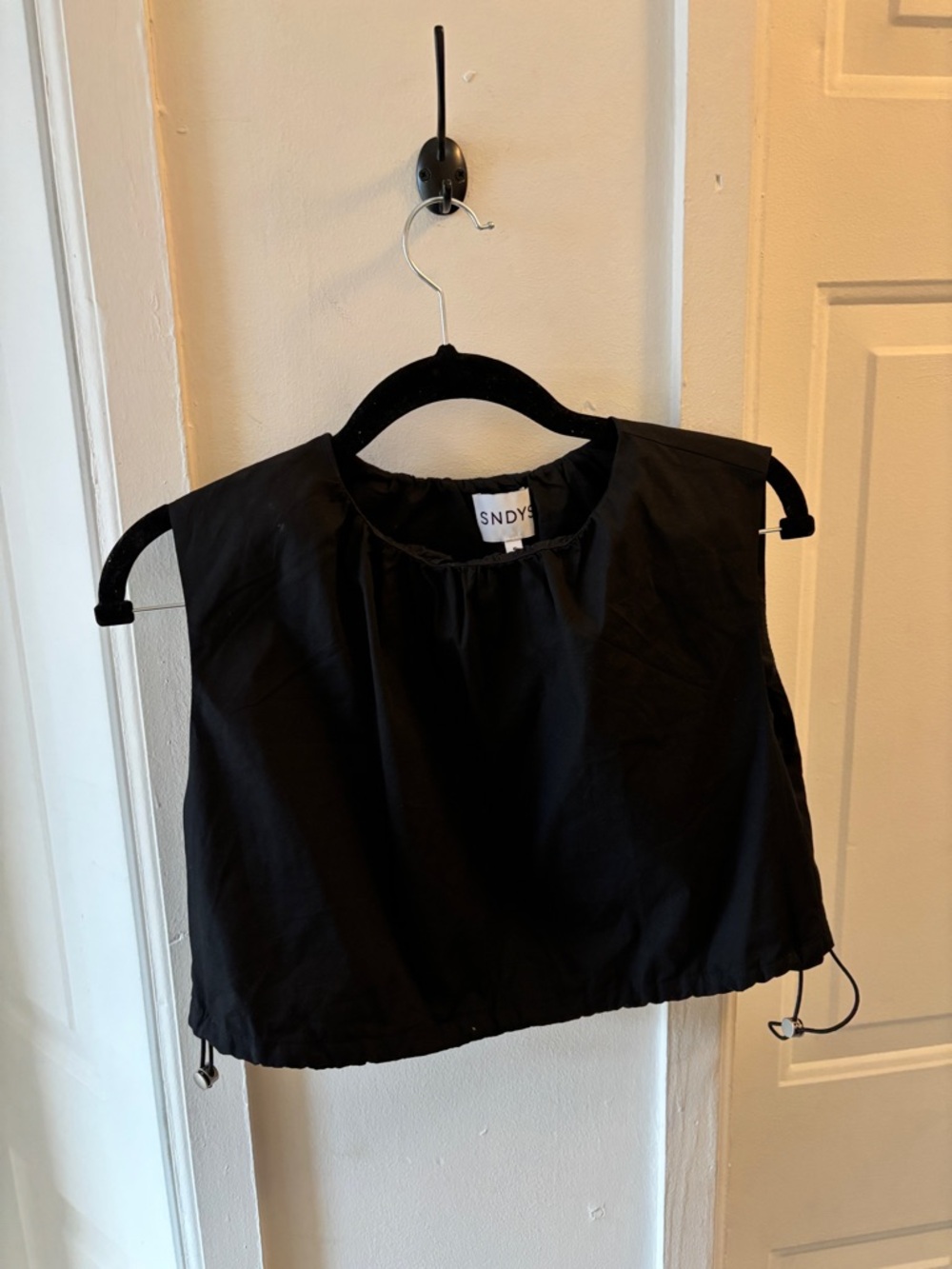 SNDYS Set: Black Drawstring Crop Tank & Matching Mini Bubble Skirt
